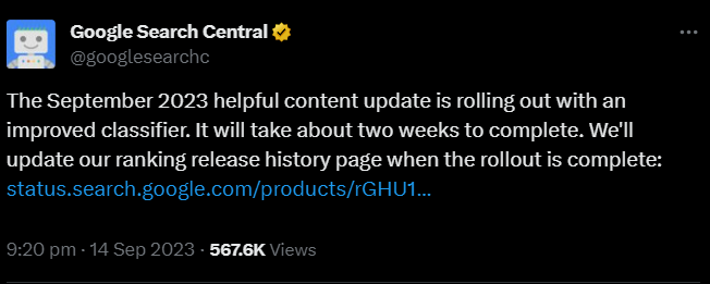 google search central tweet