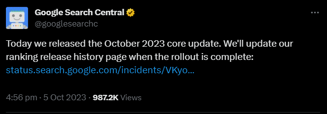 google search central tweet